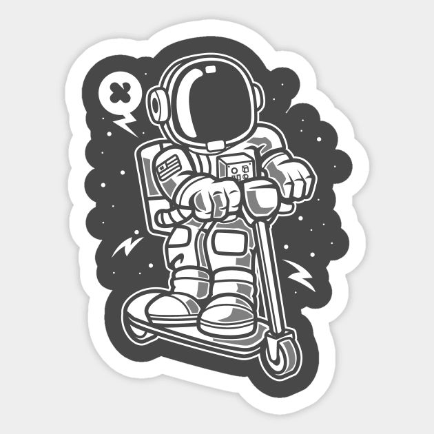 Astronaut Riding Scooter Sticker by Eoli Studio